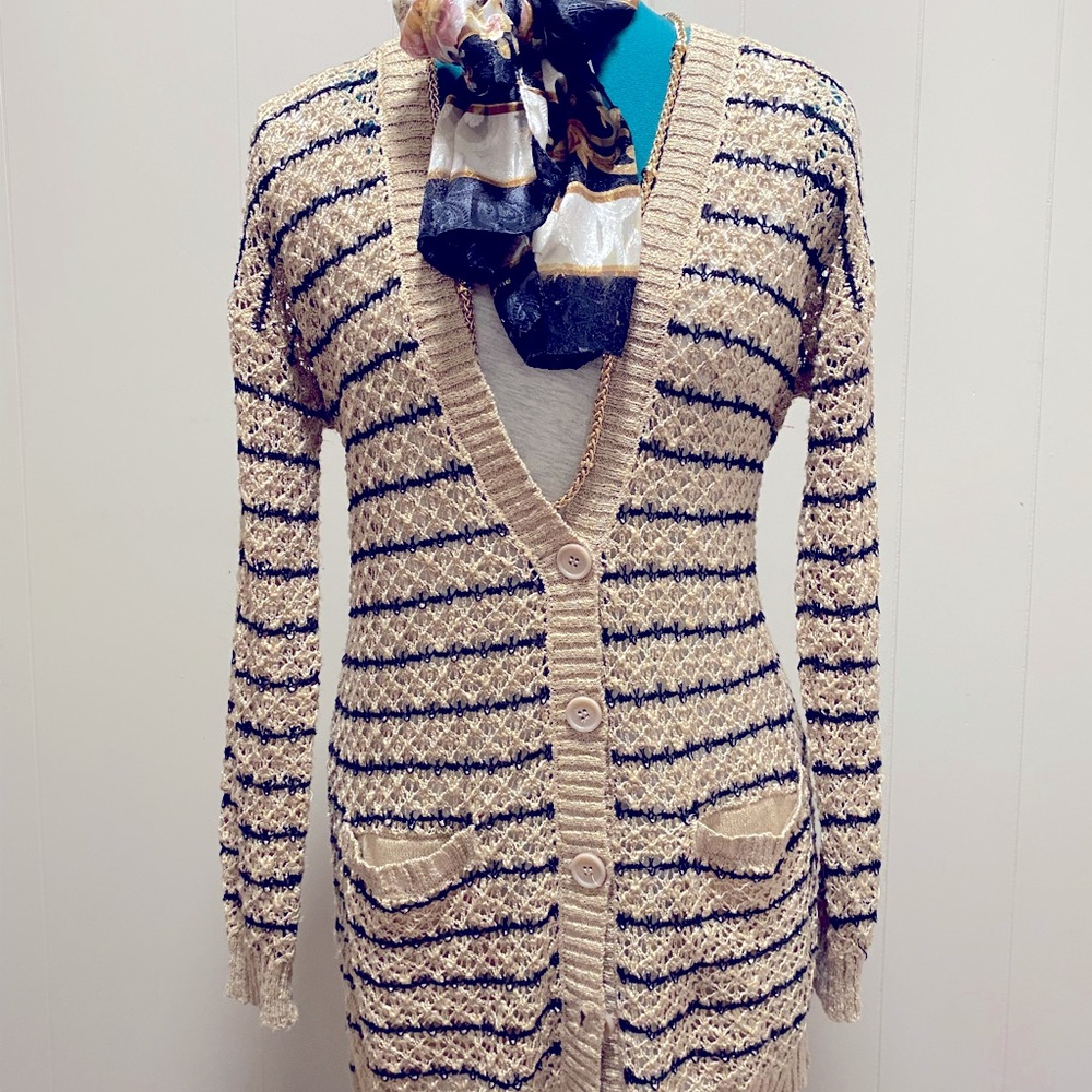 Jessica Simpson Sweater, M, Beige/Black